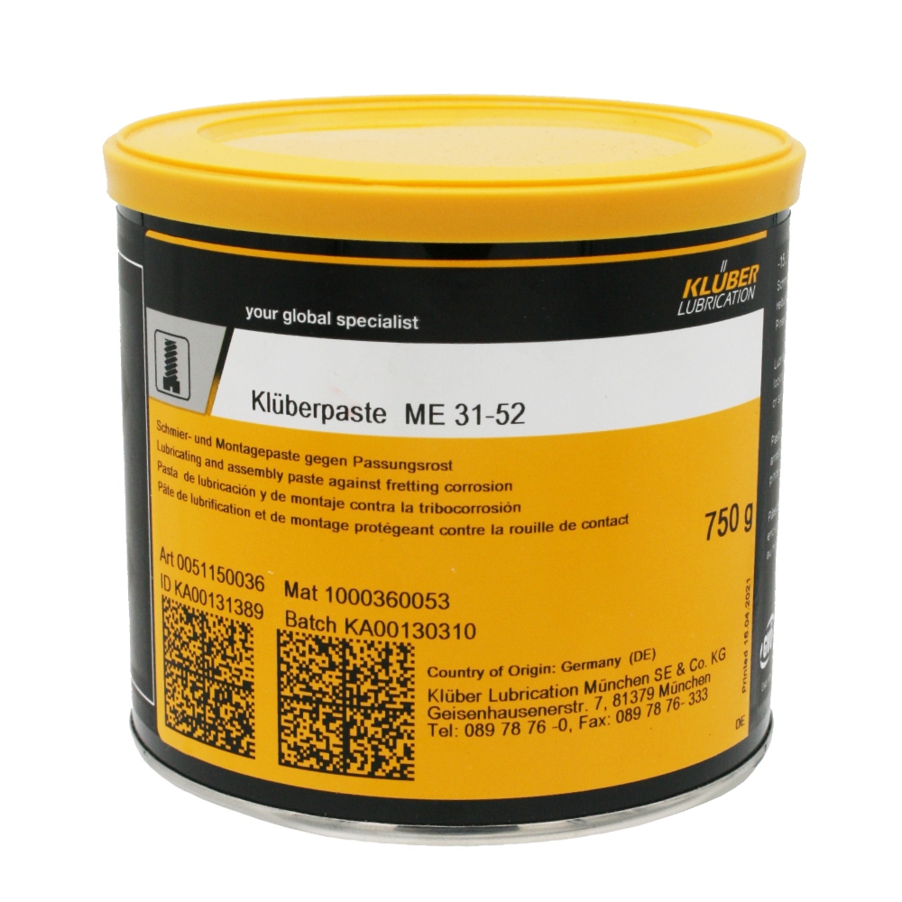Picture of 51150036 Kluberpaste Me 31-52 750 Gram Metal Can Kluberpaste Me 31-52 - 750G